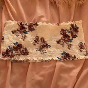 Strapless floral crop top